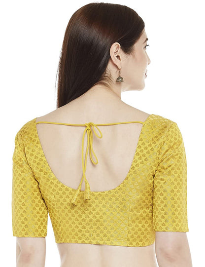 Women's Yellow Brocade Blouse - (1pc set)