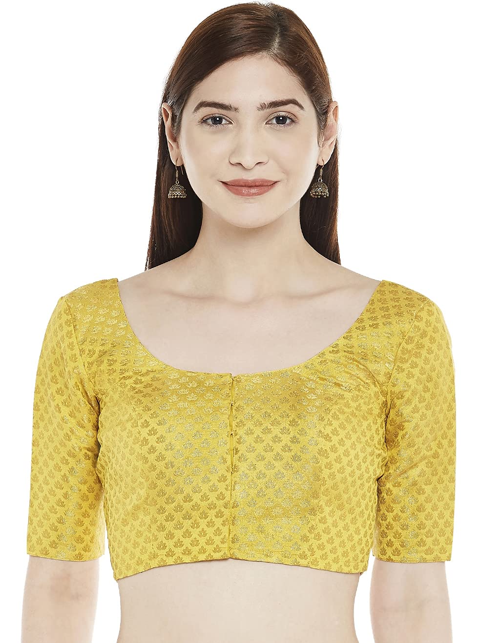 Women's Yellow Brocade Blouse - (1pc set)