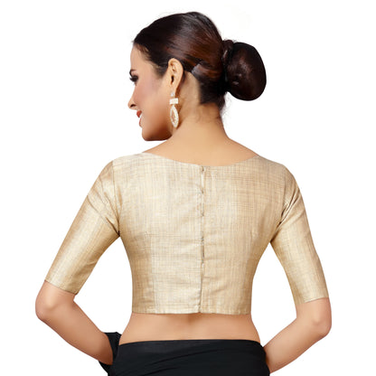 Women Gold Polyester Saree Blouse  (1pc)