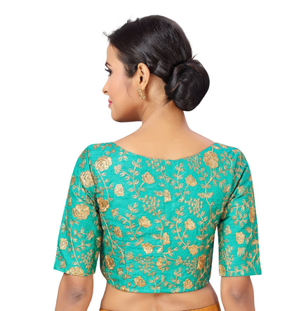 Women Light Blue Saree Blouse  (1pc)