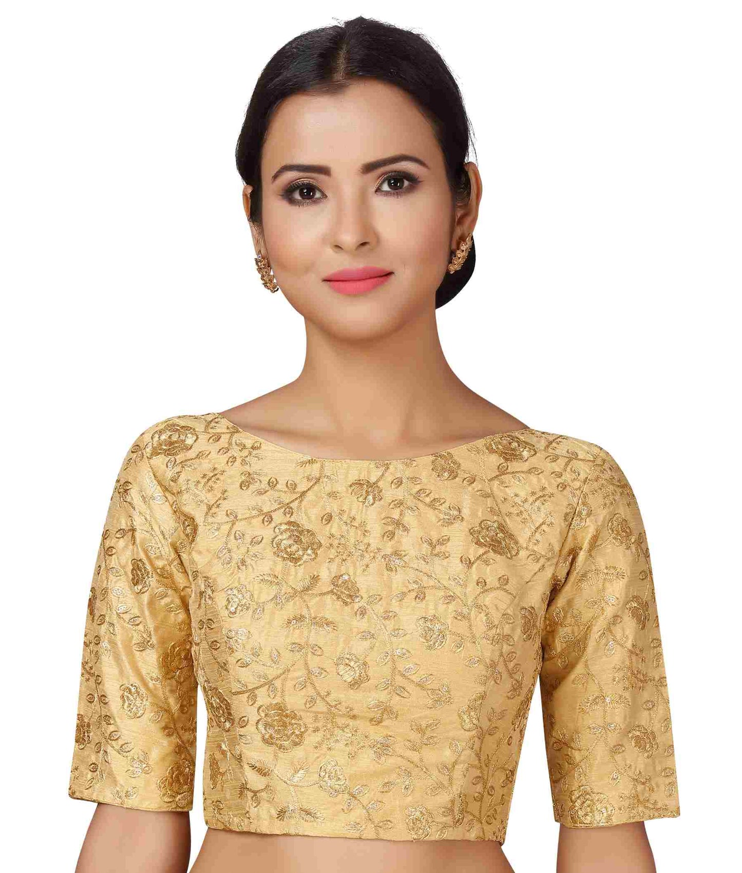 Women Gold Wedding Saree Blouse  (1pc)