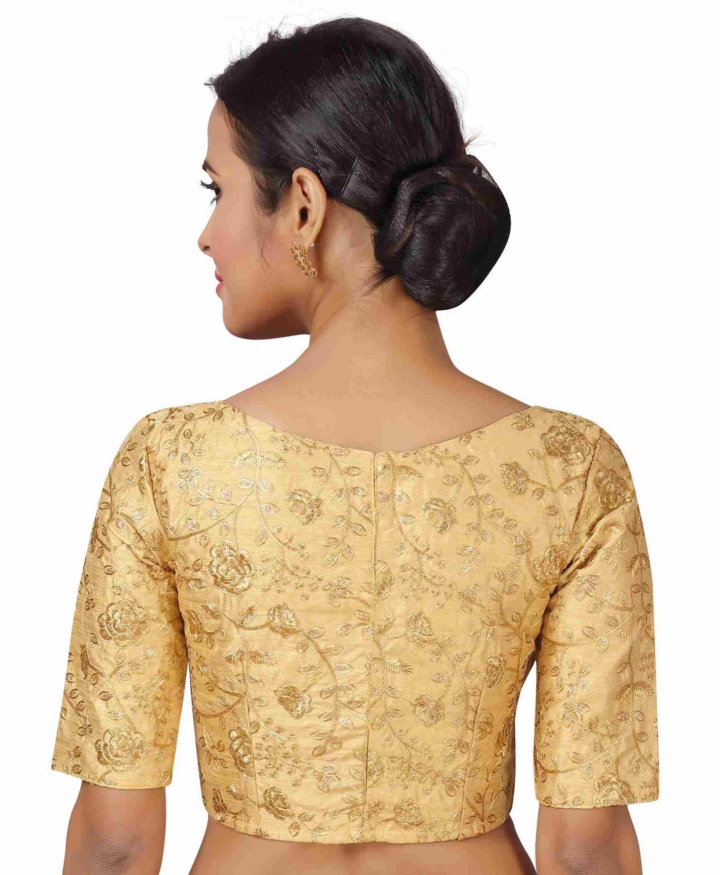 Women Gold Wedding Saree Blouse  (1pc)