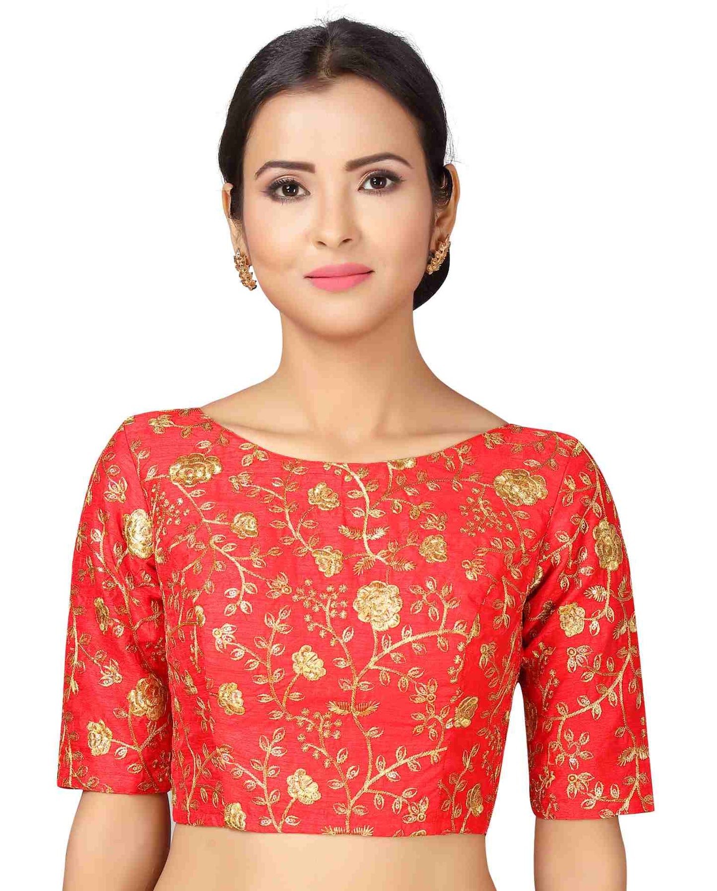 Women's Red Wedding Saree Blouse - 1pc