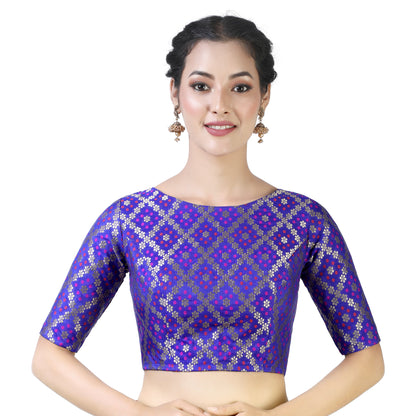 Women's Royal Blue Bandhni Brocade Blouse - (1pc set)