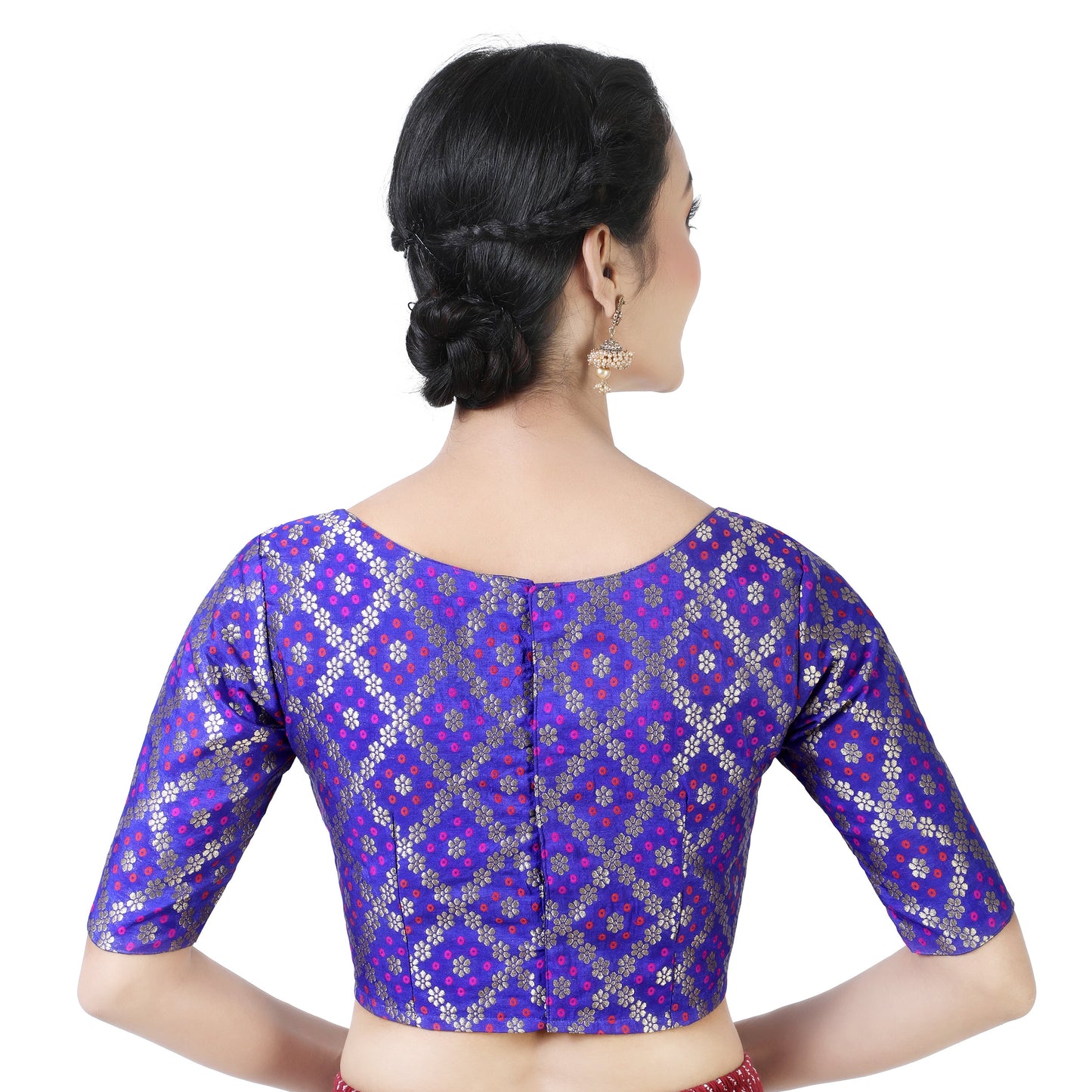 Women's Royal Blue Bandhni Brocade Blouse - (1pc set)