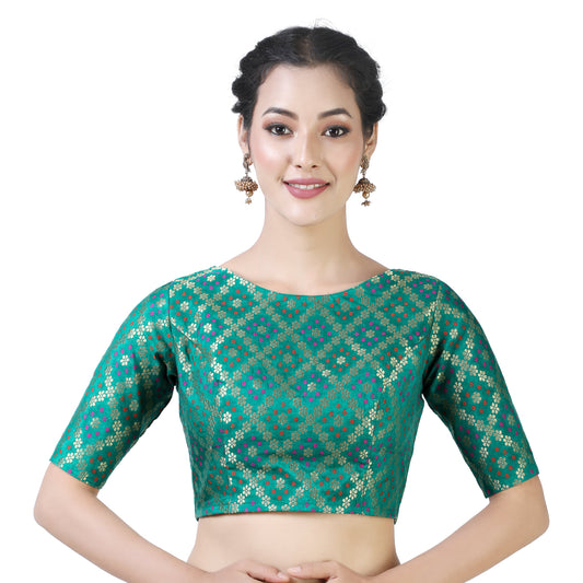 Womes Rama Green Saree Blouse  (1pc)