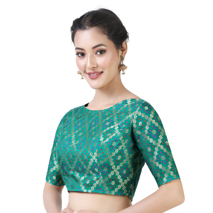 Womes Rama Green Saree Blouse  (1pc)