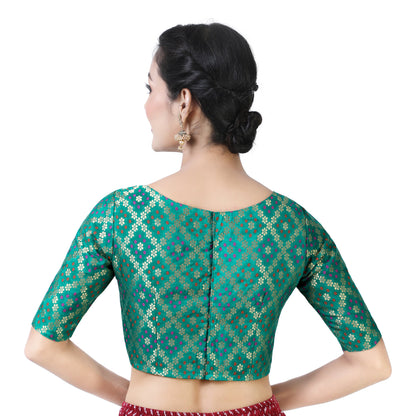 Womes Rama Green Saree Blouse  (1pc)