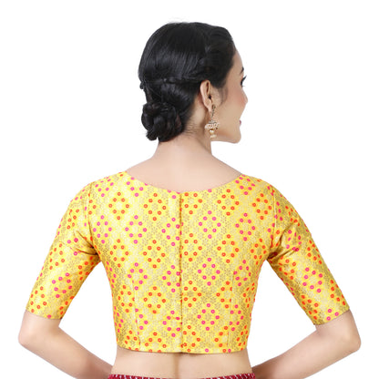 Women's Yellow Bandhni Brocade Blouse - (1pc set)