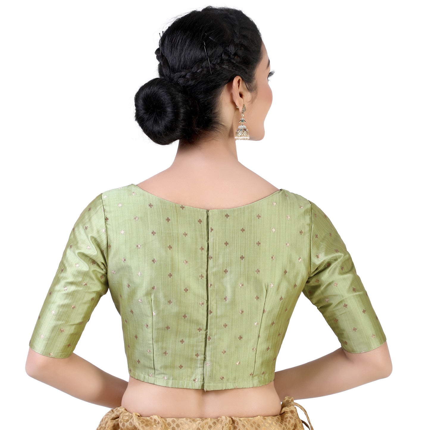 Women Pista Green Saree Blouse  (1pc)