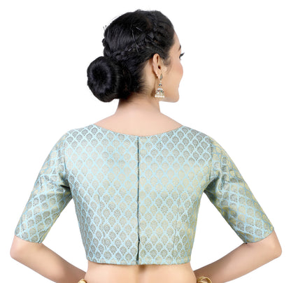 Women's Sky Blue Brocade Blouse - (1pc set)