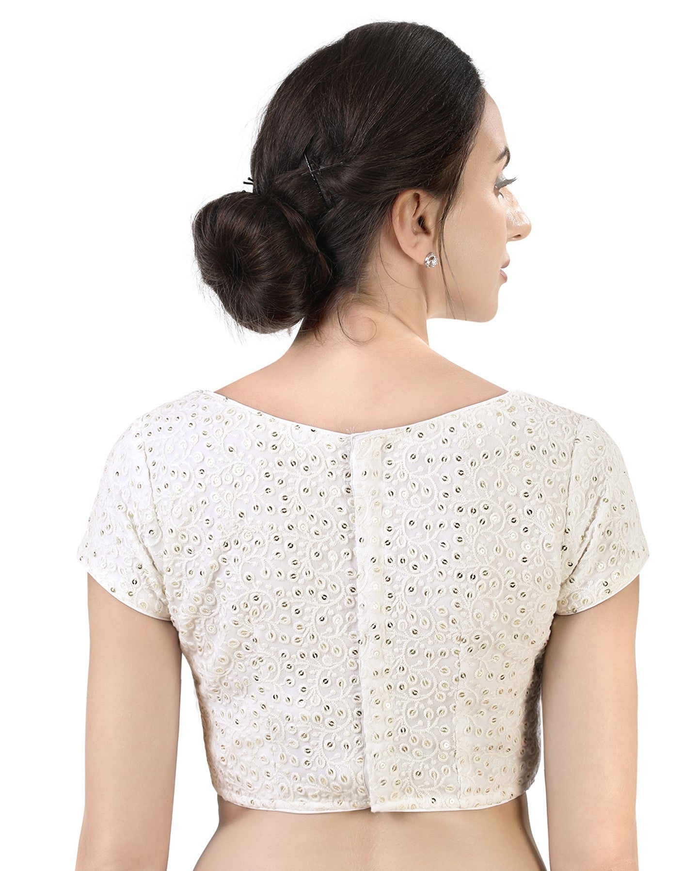 Women's White Chikankari Blouse - (1pc set)