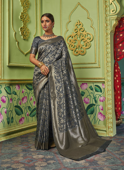 Women's Shiny Banarasi silk Woven Saree