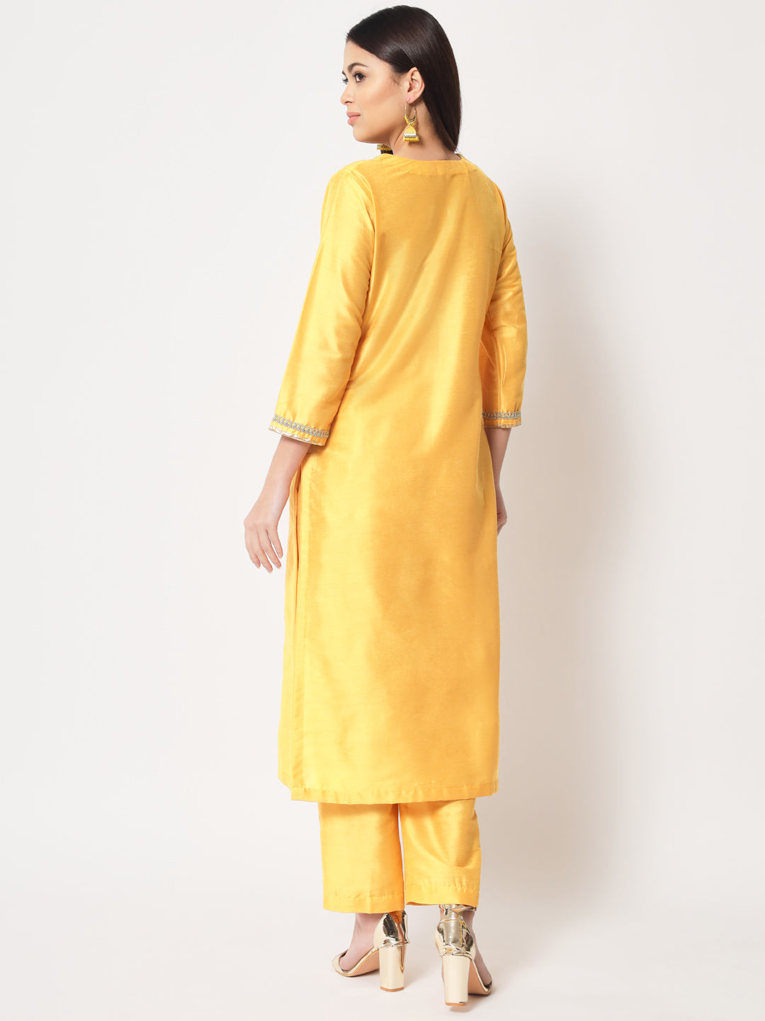 Women's Mustard Smiles Straight Kurti With Pants