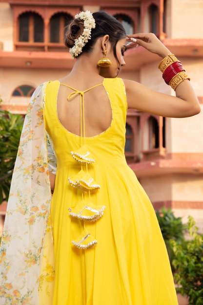 Women's YELLOW BERRY COTTON ANARKALI SET- Pomcha Jaipur