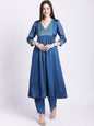 Women's Alluring Blue Yoke Gathered Kurti With Palazzo