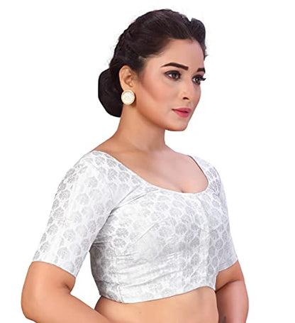 Women's Silver Brocade Blouse - (1pc set)