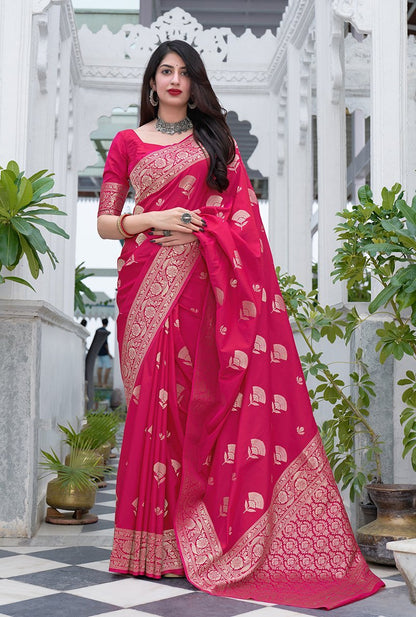 Women's Color Woven Traditional Designer Silk Saree