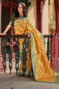 Women's Organza Silk Amber Colour Trendy Saree