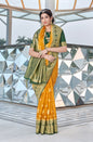 Women's Mustard Colour Organza Silk Designer Traditional Saree