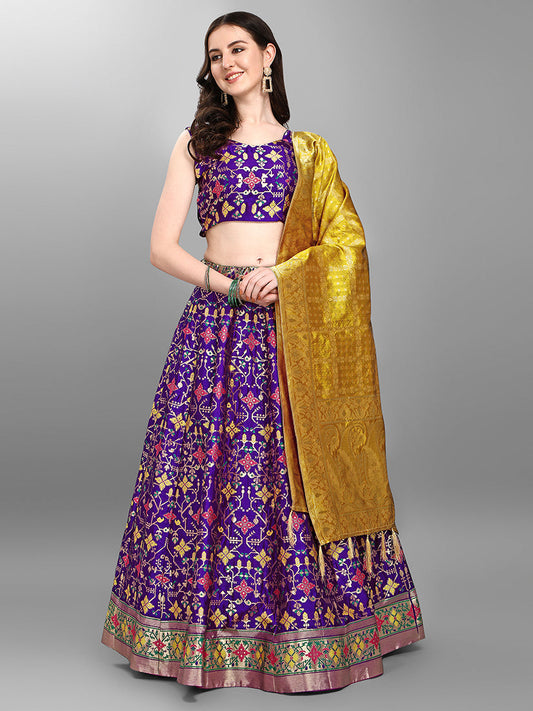 Women's Purple Jacquard Work Trendy Lehenga Choli