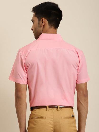 Men's Cotton Pink Half sleeves Formal Shirt