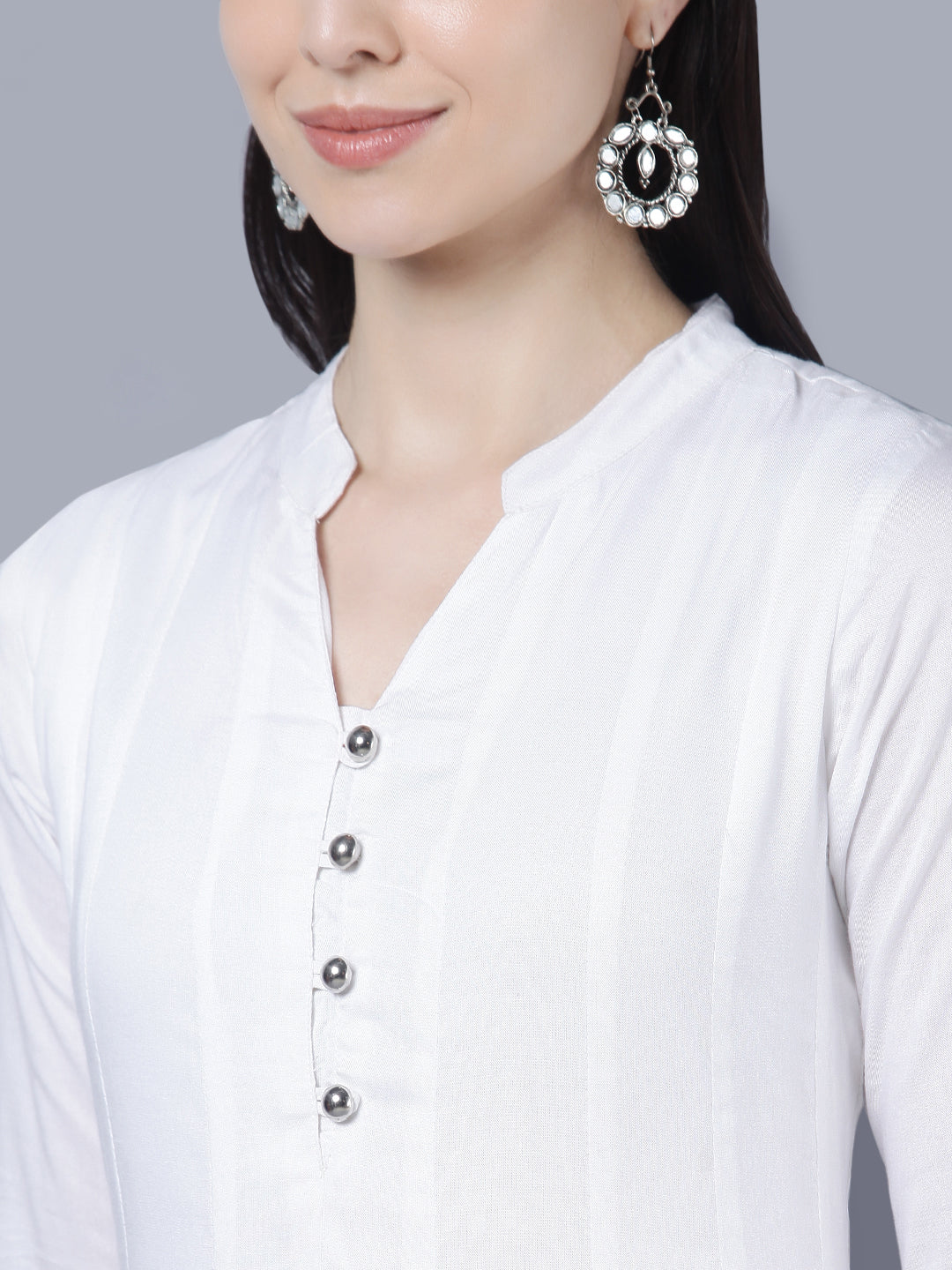 Women's White Anarkali Kurta With Dupatta