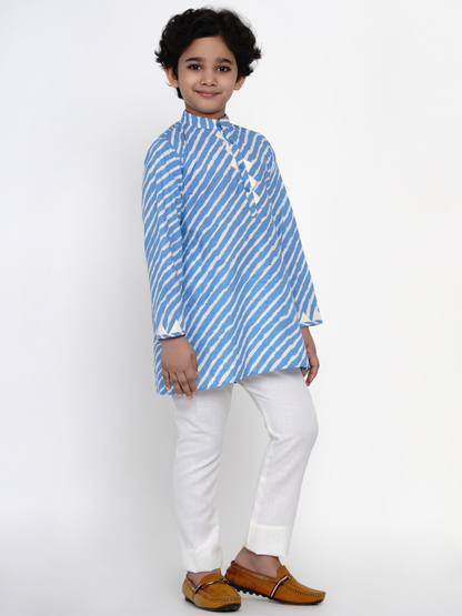 Boy's Blue & Offwhite Kurta Pyjama Set for Boys