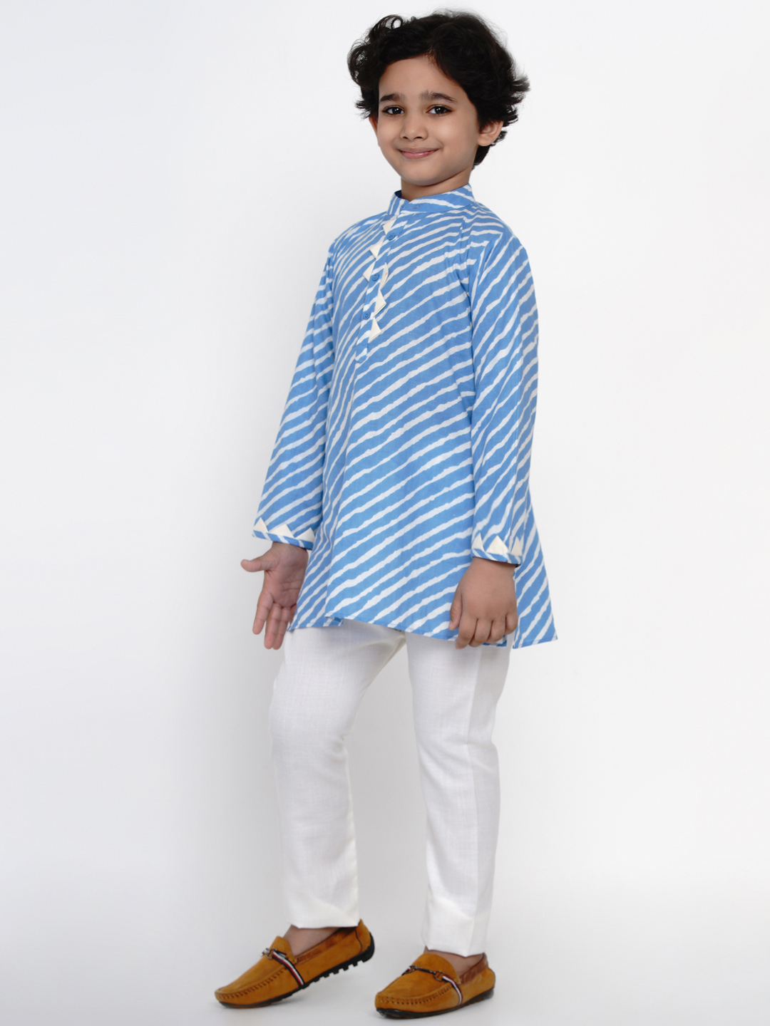 Boy's Blue & Offwhite Kurta Pyjama Set for Boys