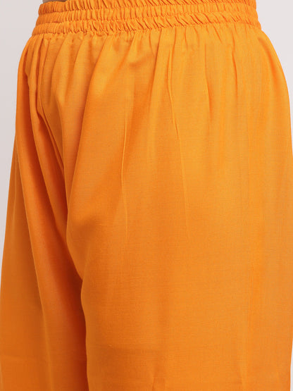 Womens Orange Anarkali Kurta With Palazzos & Dupatta By Rudra Bazaar (3 Pcs Set)