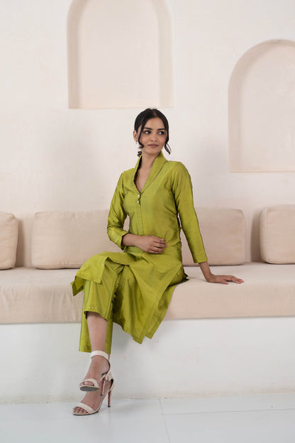 Green Kurta Set For Women - (2Pcs Set)