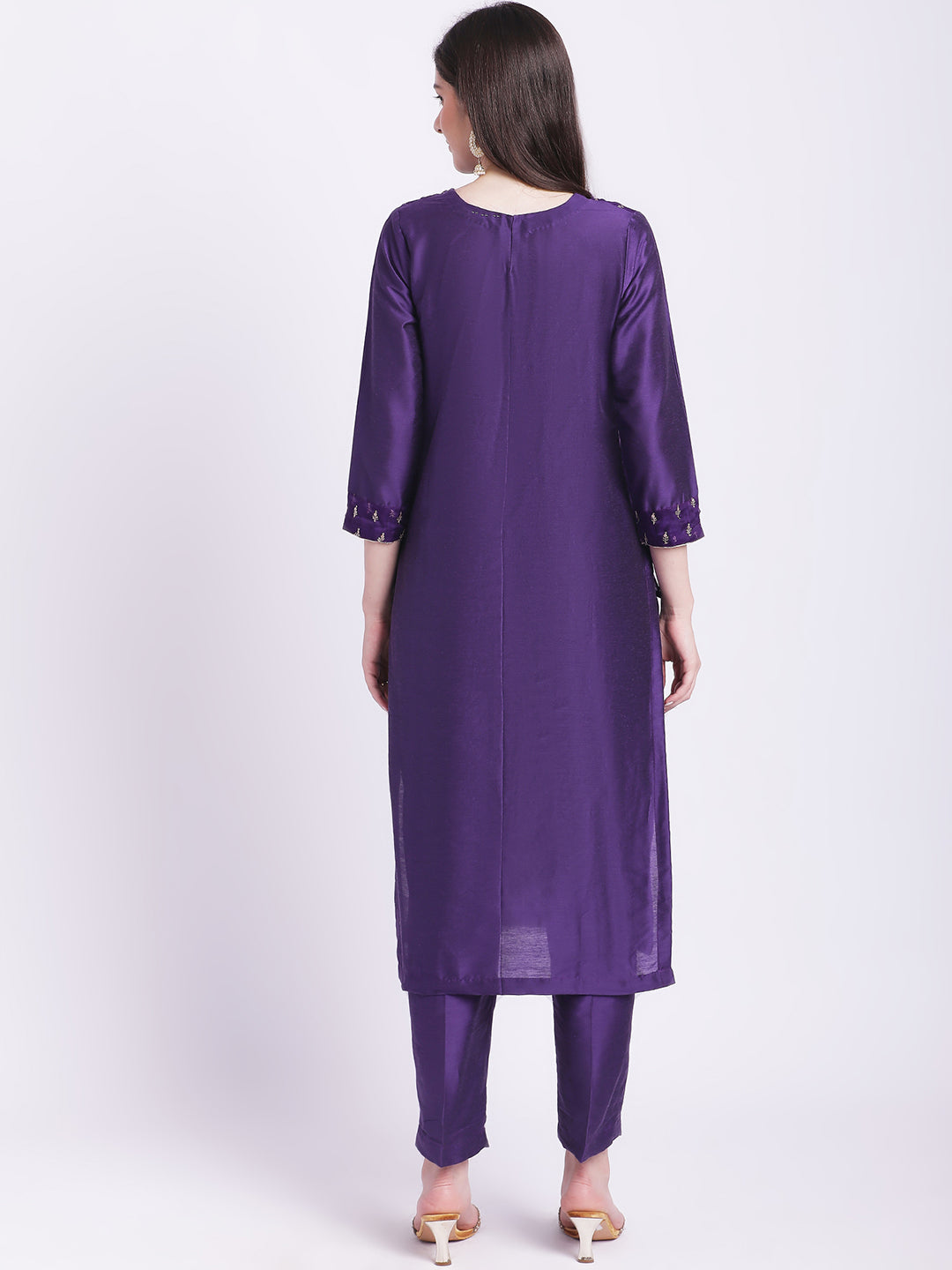 Women's Glowing Purple Straight Kurti With Straight Pants