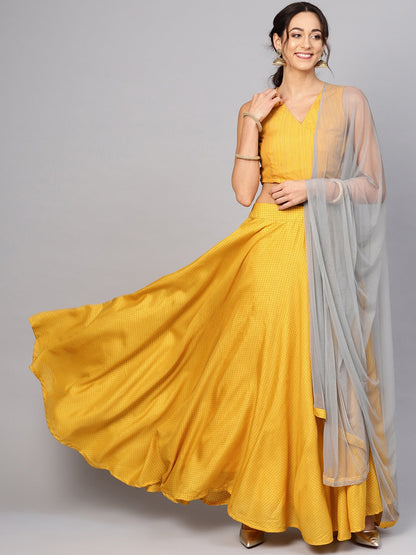 Women's Yellow Lehenga with Choli with net dupatta