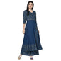 Women's Blue Rayon Foil print Angrakha Anarkali Palazzo Set