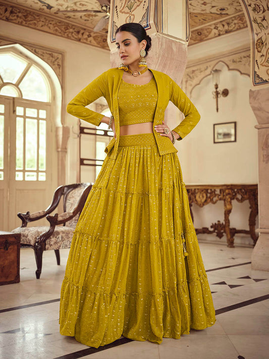 Women's Mustard Yellow georgette Designer Suit