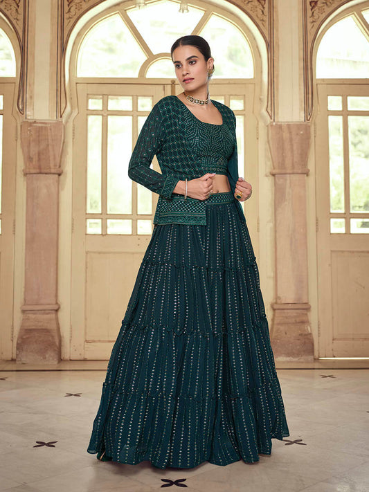 Women's Dark Green georgette Designer Suit