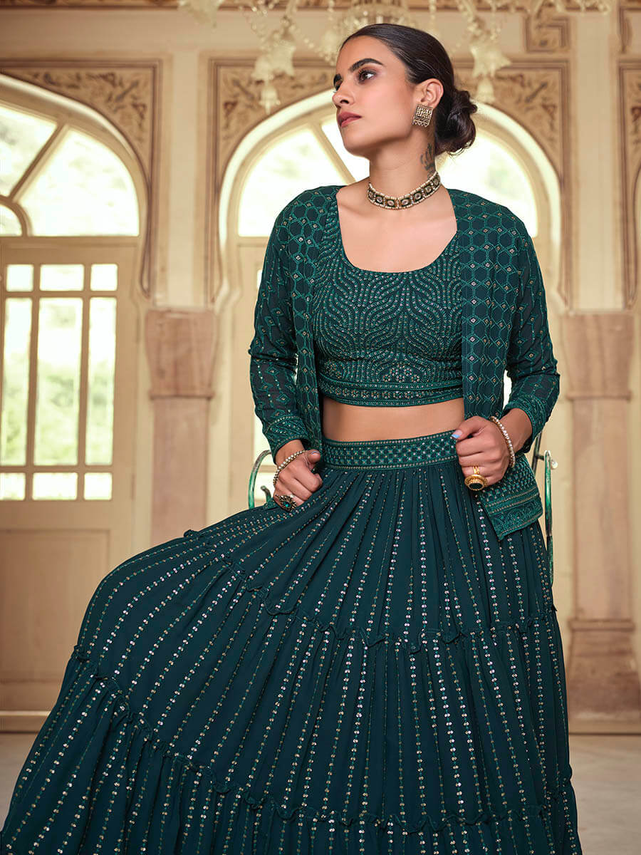 Women's Dark Green georgette Designer Suit