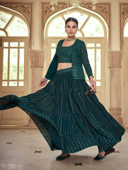 Women's Dark Green georgette Designer Suit