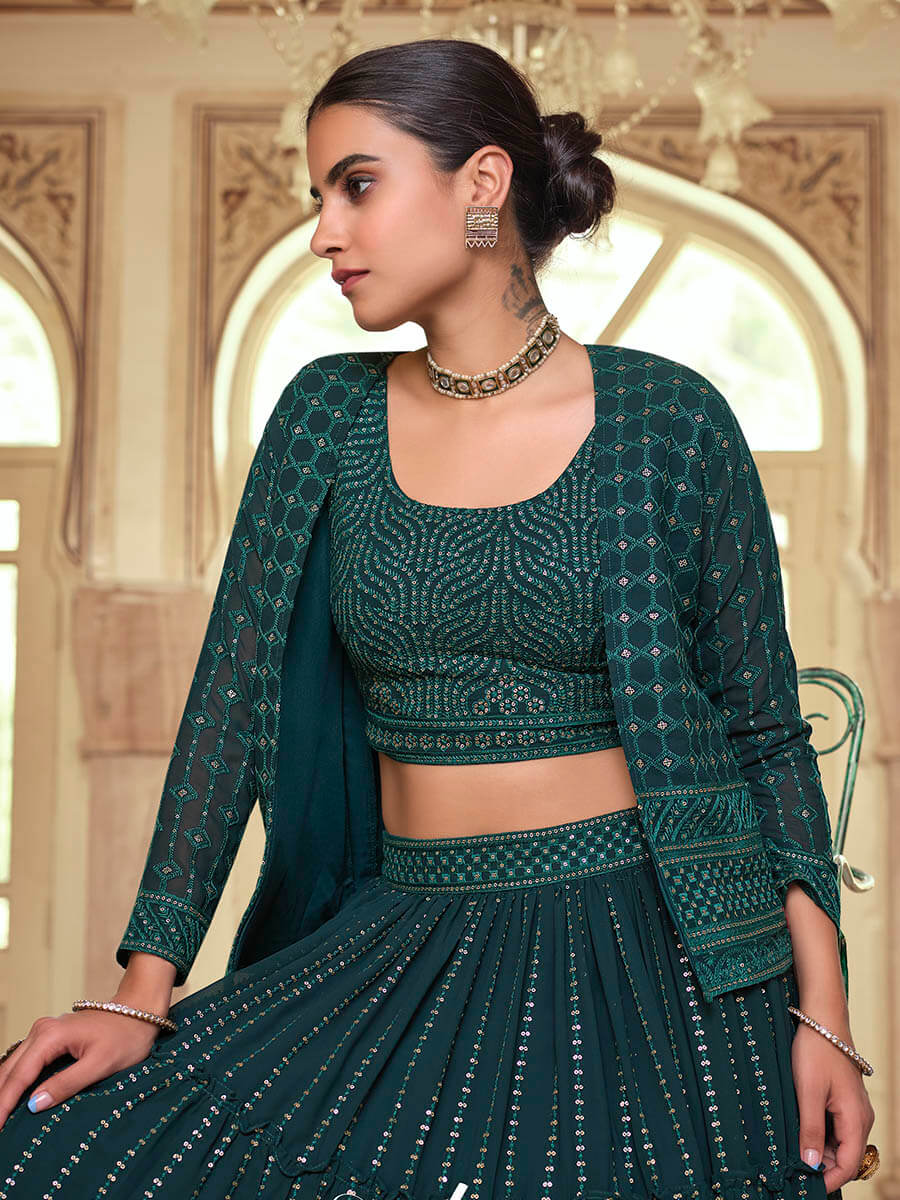 Women's Dark Green georgette Designer Suit