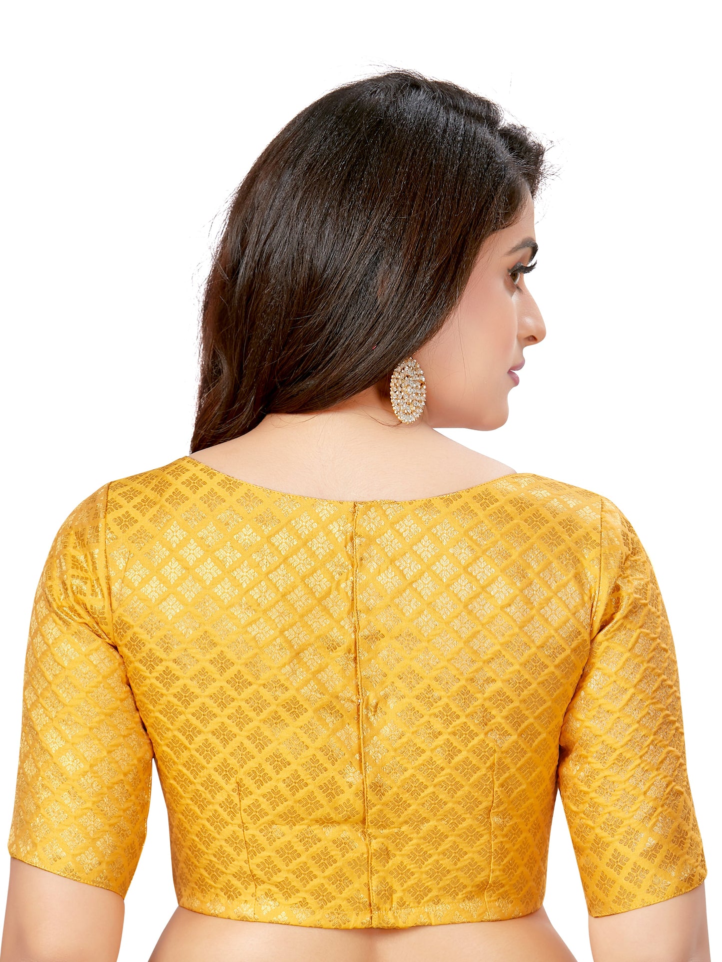 Women's Brocade Elbow Length Sleeves Readymade Saree Blouse