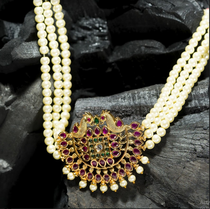 Women's Neck Moti Mala Gold Plated