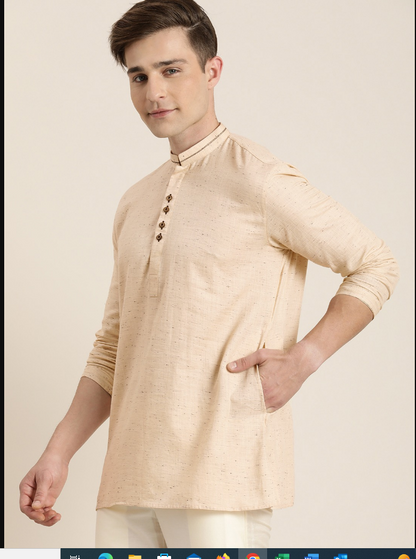 Men's Beige Organic Cotton Kurta