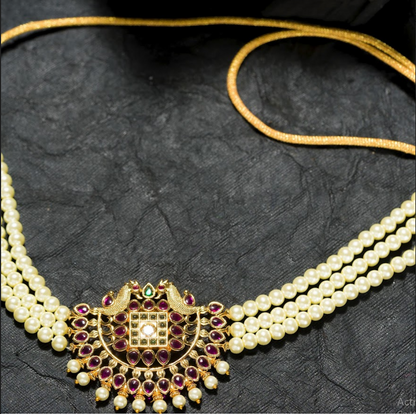 Women's Neck Moti Mala Gold Plated