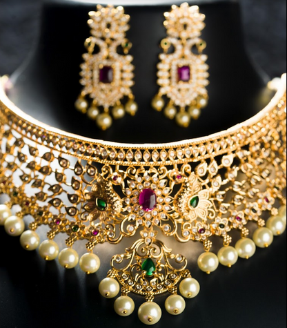 Women's Grand Choker Set Gold Plated