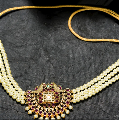 Women's Neck Moti Mala Gold Plated