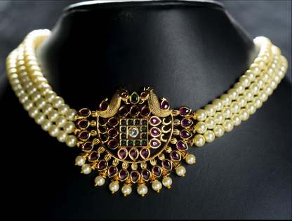 Women's Neck Moti Mala Gold Plated