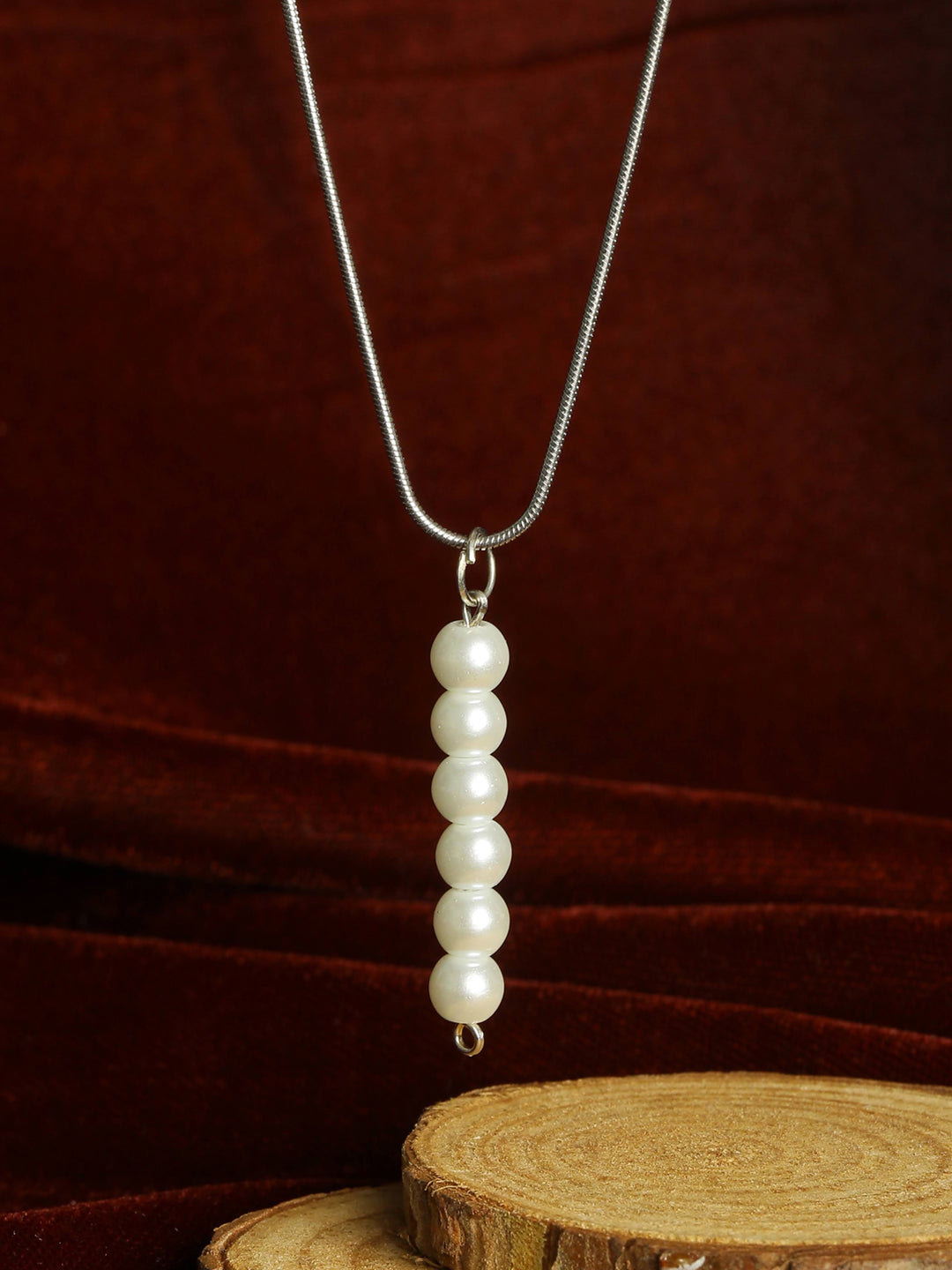 Women's Delicate Pearl Drop Silver Necklace - Priyaasi