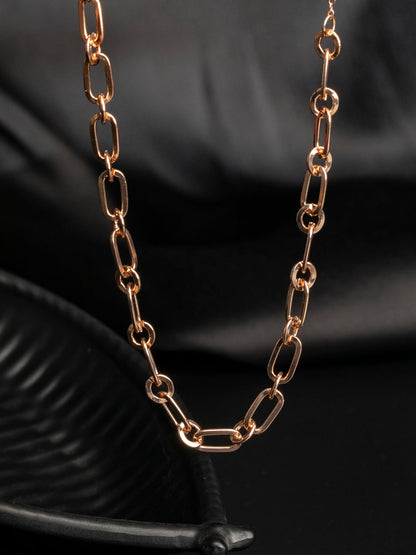 Women's Rose Gold Plated Link Statment Necklace - Priyaasi