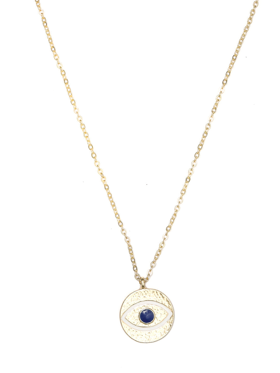 Women's Blue Gold Plated Evil Eye Pendant - Priyaasi