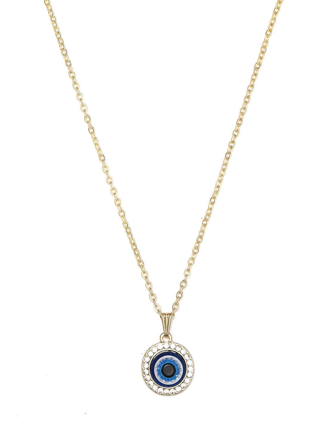 Women's Blue Stones Gold Plated Evil Eye Pendant - Priyaasi